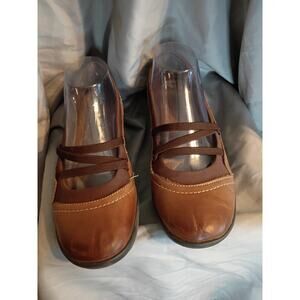 Earth Origins Flats Brown Leather Mary Jane Sz 7.5 M Boho Peasant Comfort